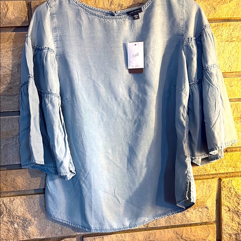 J. Jill Denim Blue Boxy 3/4 Sleeve Blouse